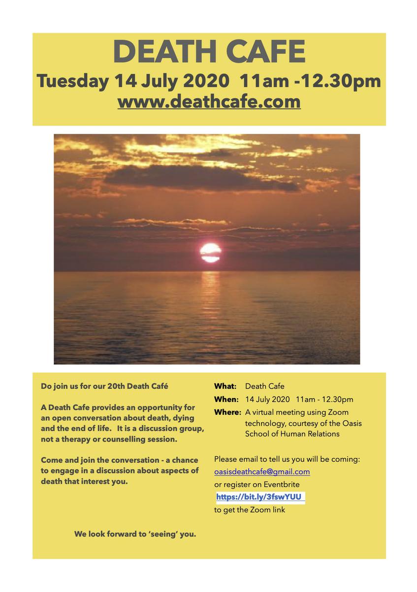 Online Death Cafe EST from Oasis in Boston Spa, Yorkshire