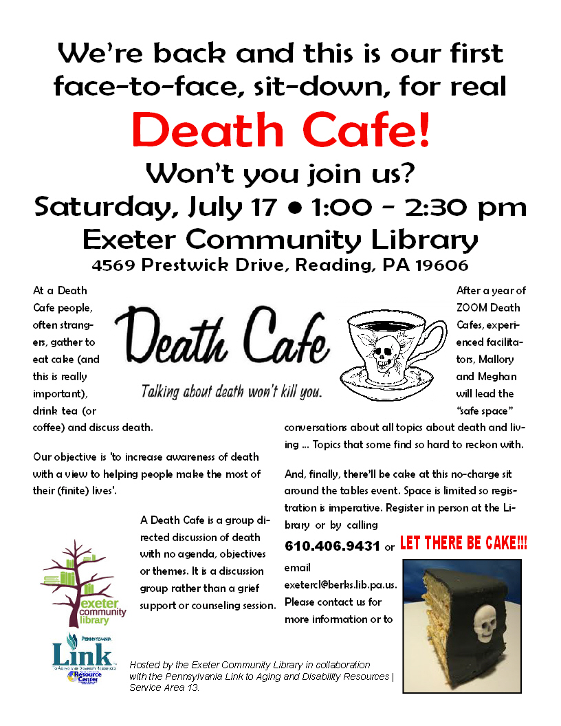 Our first Death Cafe at the Exeter Community Library and it's live.