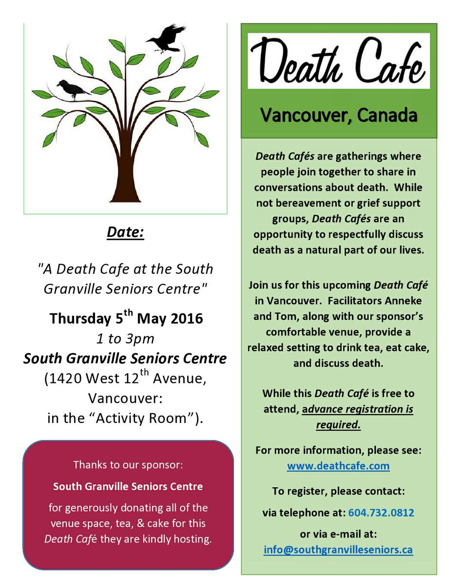 'A Death Cafe at the South Granville Seniors Centre' in Vancouver, Canada