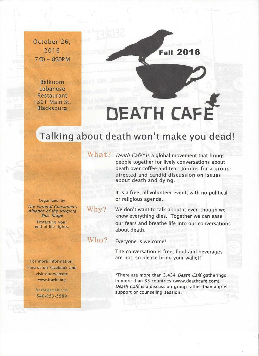 Death Cafe in Blacksburg, VA