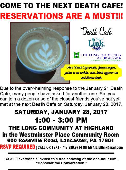 Death Cafe in Lancaster, Pennsylvania