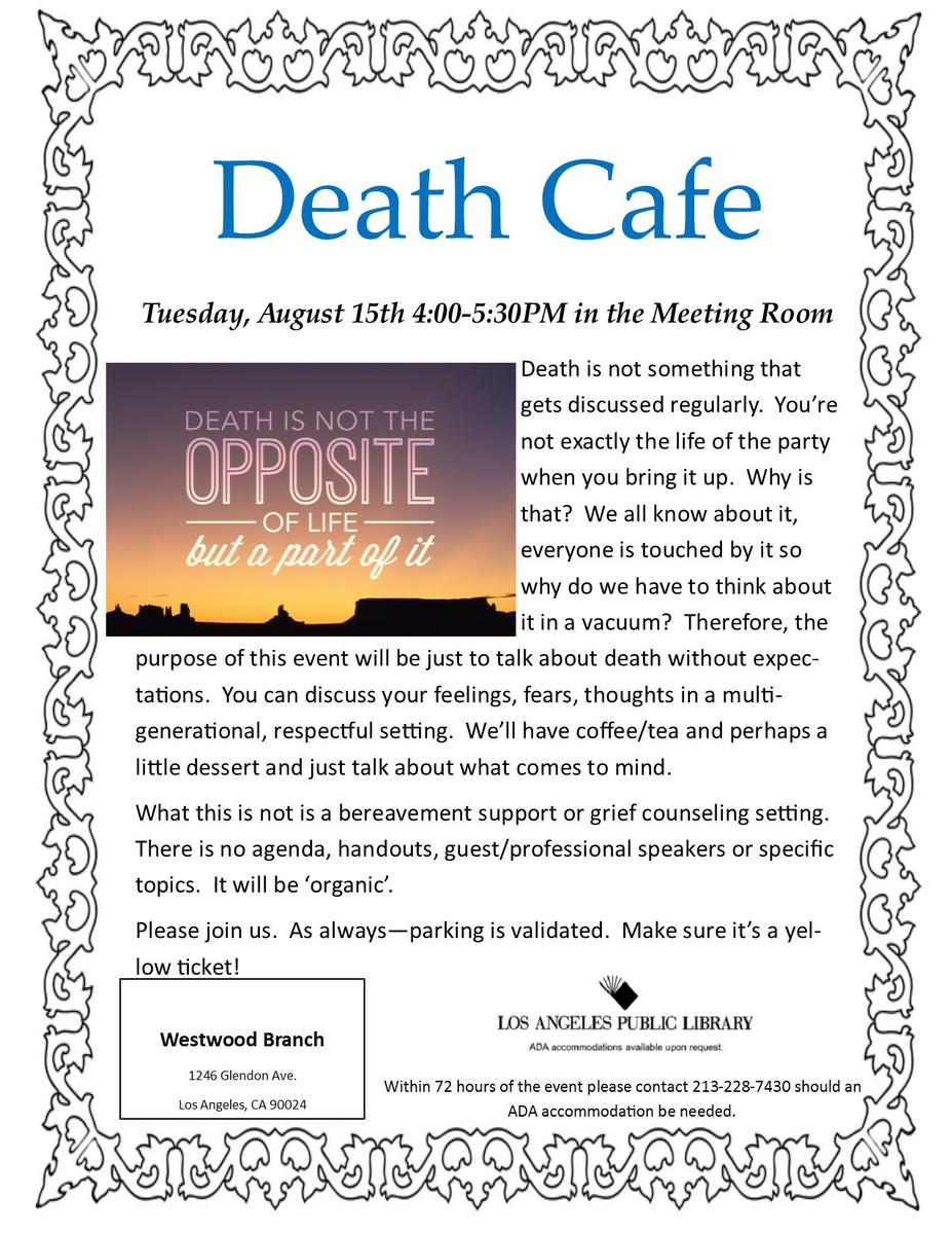 Death Cafe Westwood Branch Library