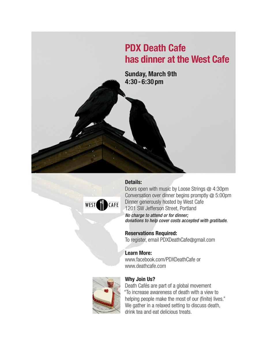 PDX Death Cafe dinner at the West Cafe