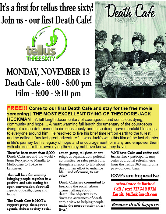 The first Death Cafe at tellus three sixty in downtown Lancaster