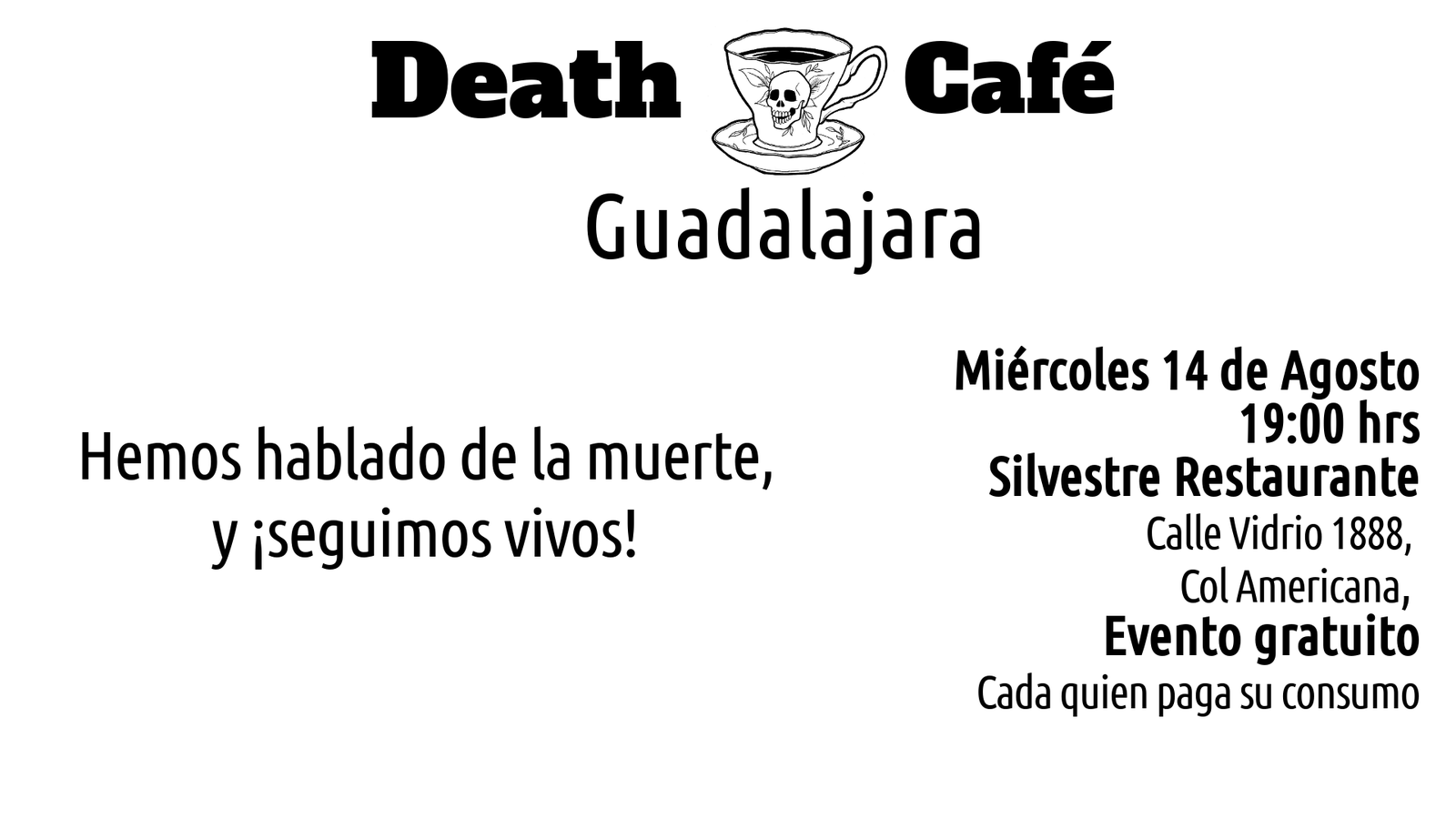 CANCELADO - Death Cafe Guadalajara - Agosto 2019