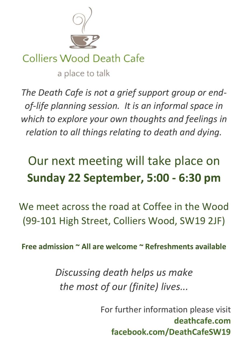 Colliers Wood Death Cafe - Sept 2019