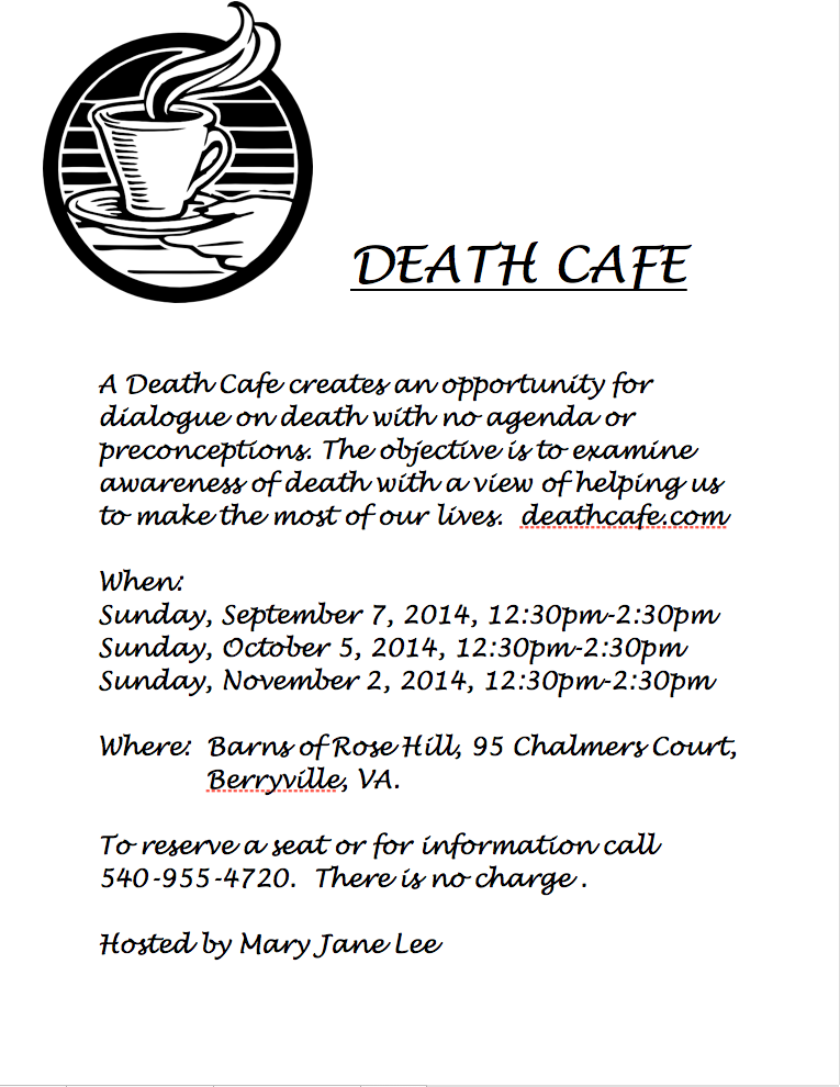 Death Cafe in Berryville, Virginia