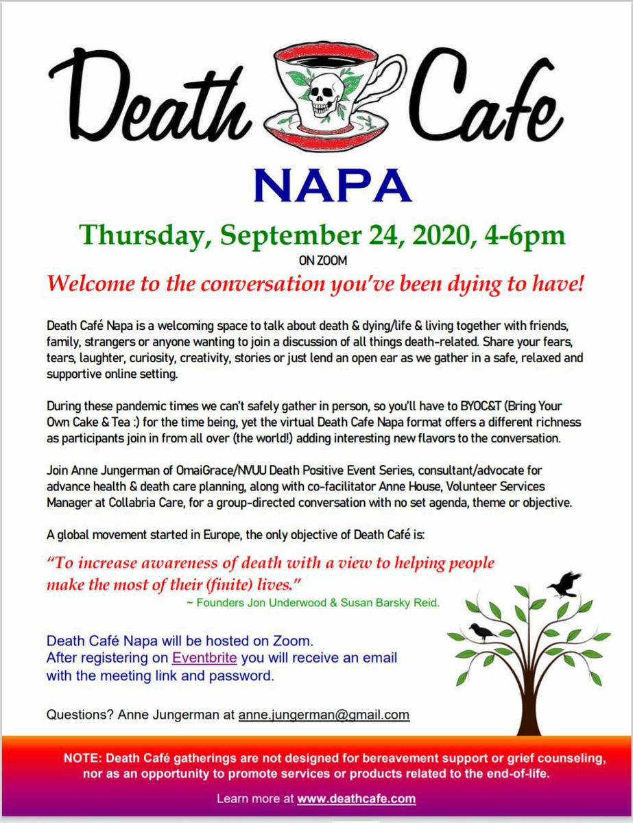 Virtual Death Cafe Napa PDT
