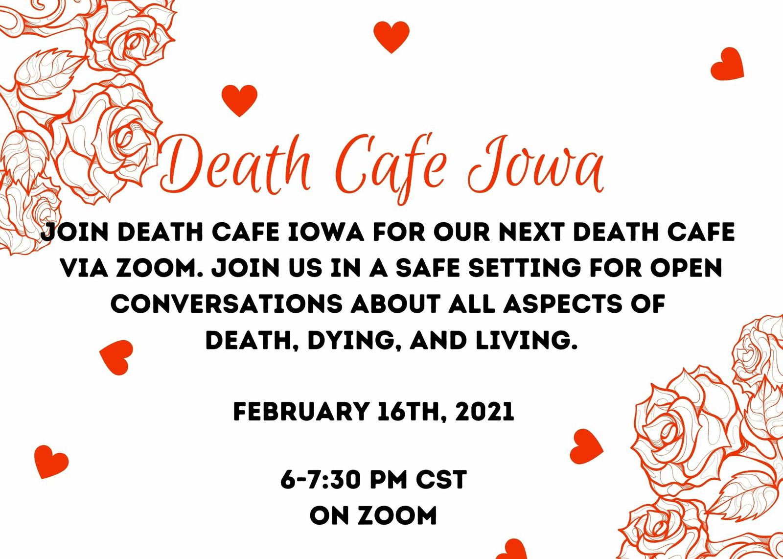  Online Death Cafe Iowa CST