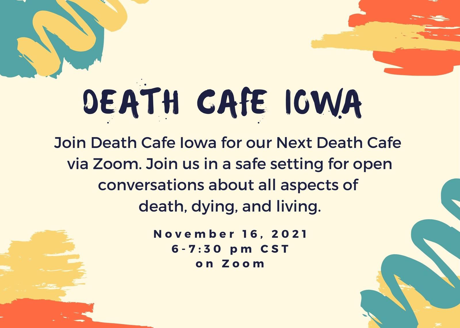 Online Death Cafe Iowa CST November 