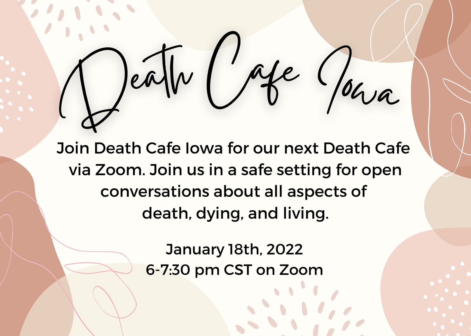 January Online Death Cafe Iowa CST
