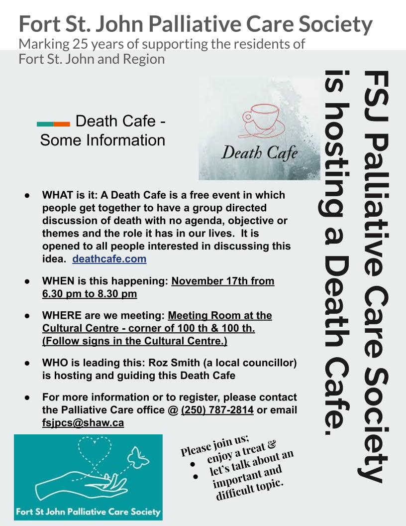 Death Cafe - Fort St. John Palliative Care Society