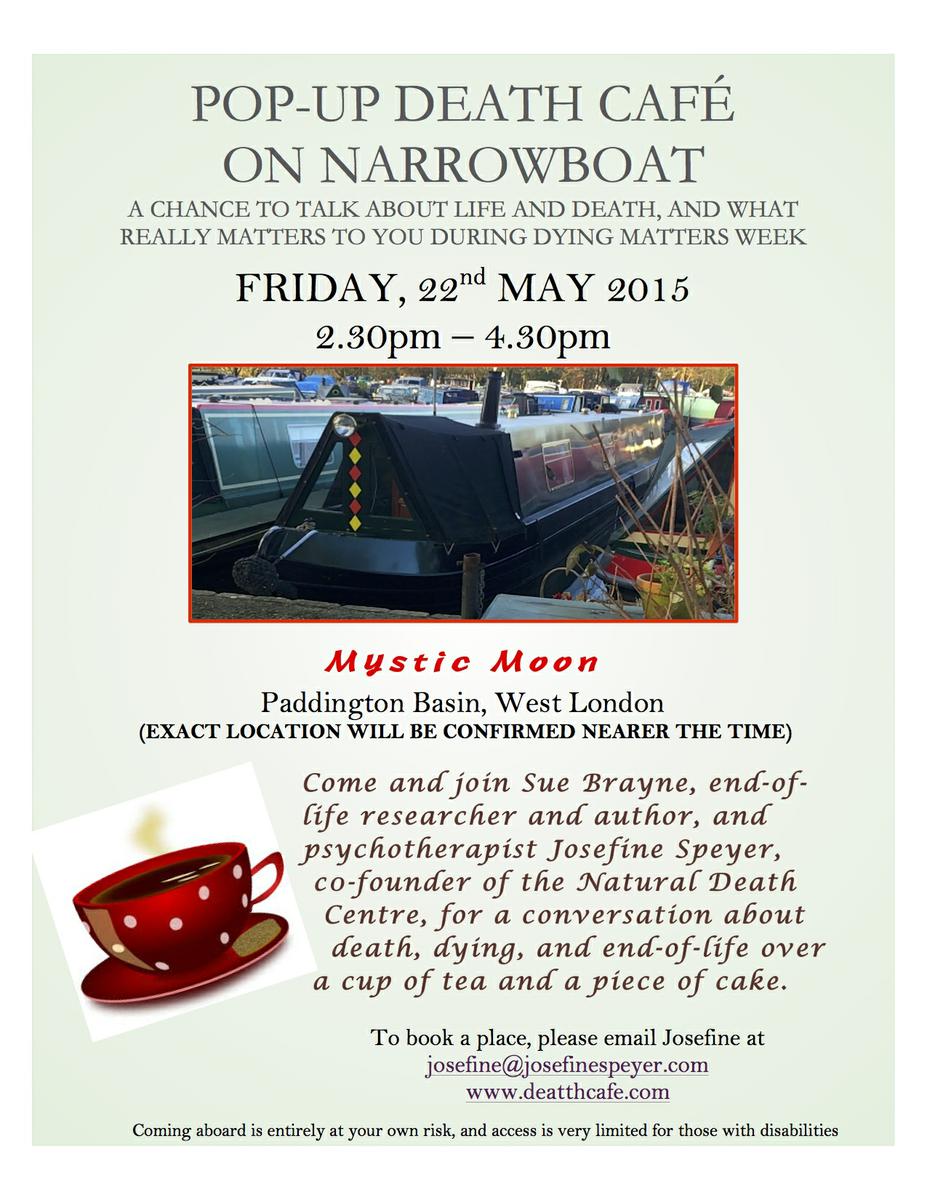 Pop-up Death Cafe on Narrowboat, London W2, UK