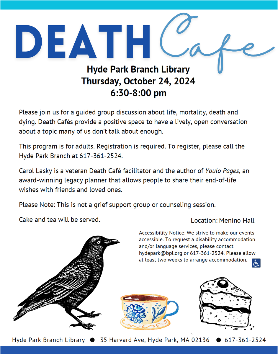 Death Cafe at the Hyde Park Boston MA PL