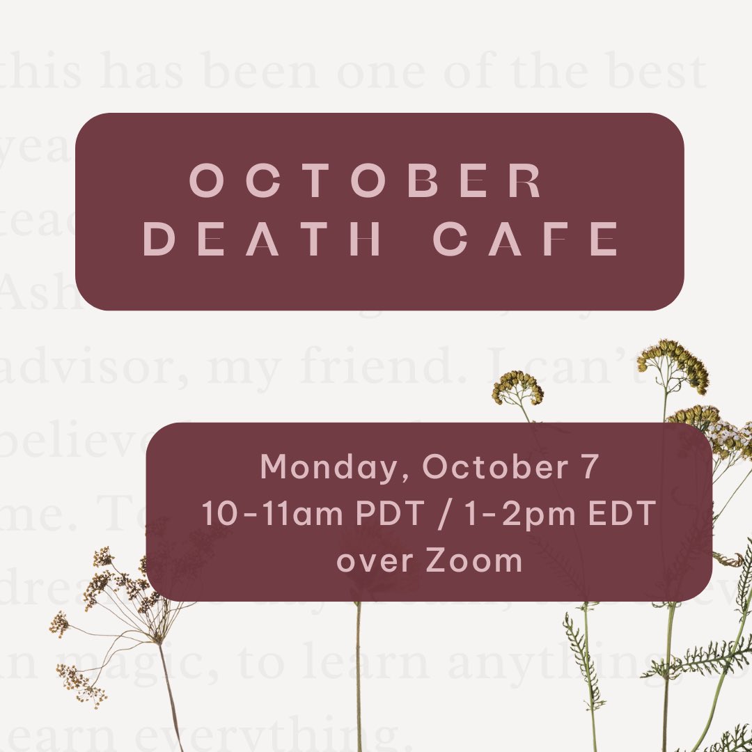 October Virtual Death Cafe PDT