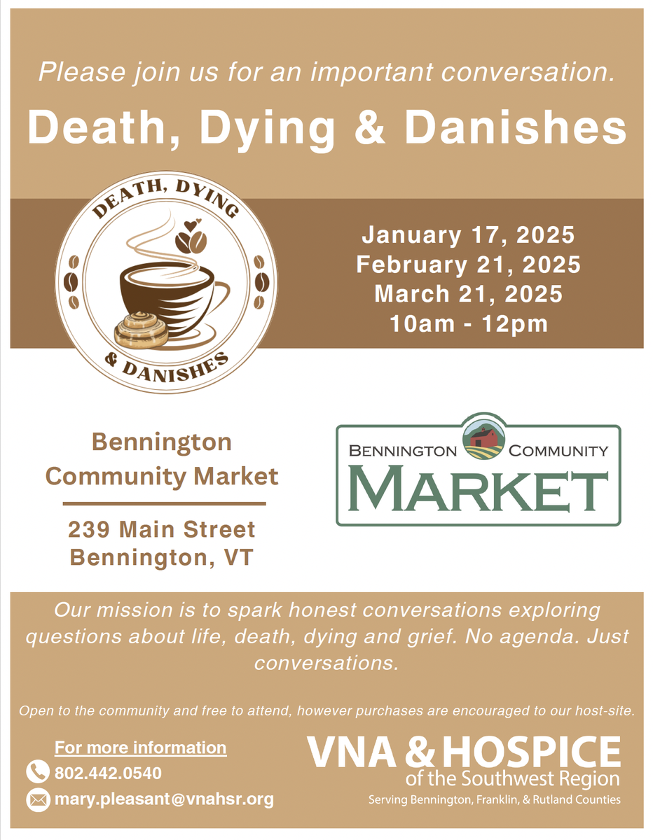 Bennington VT Death Cafe: "Death Dying & Danishes"