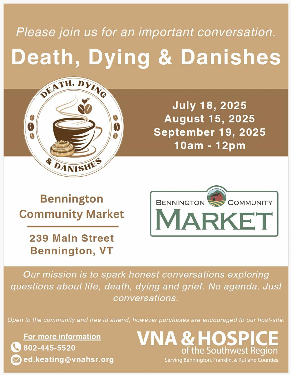 Bennington VT Death Cafe: "Death Dying & Danishes"