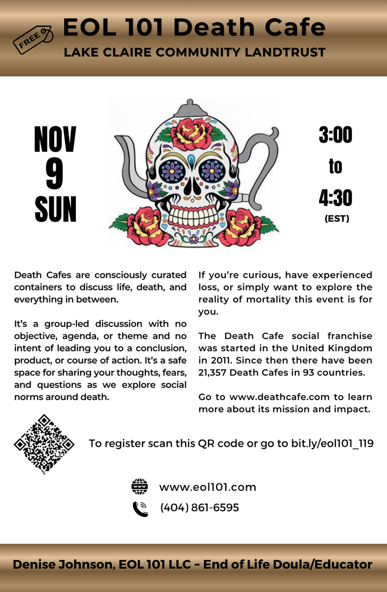 Atlanta Death Cafe EOL 101  ~ Lake Claire Community Land Trust