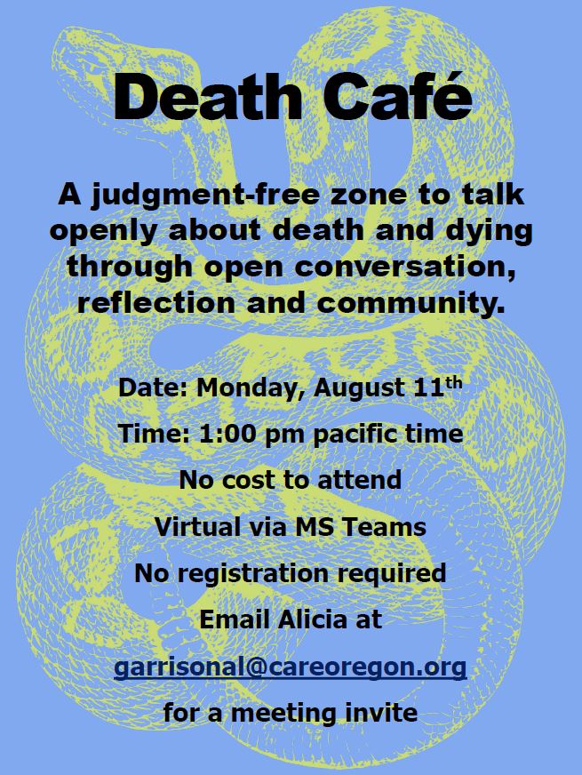 Virtual Death Cafe - Pacific Time/North Coast Oregon