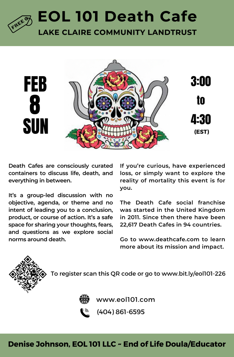Atlanta Death Cafe EOL 101  ~ Lake Claire Community Land Trust