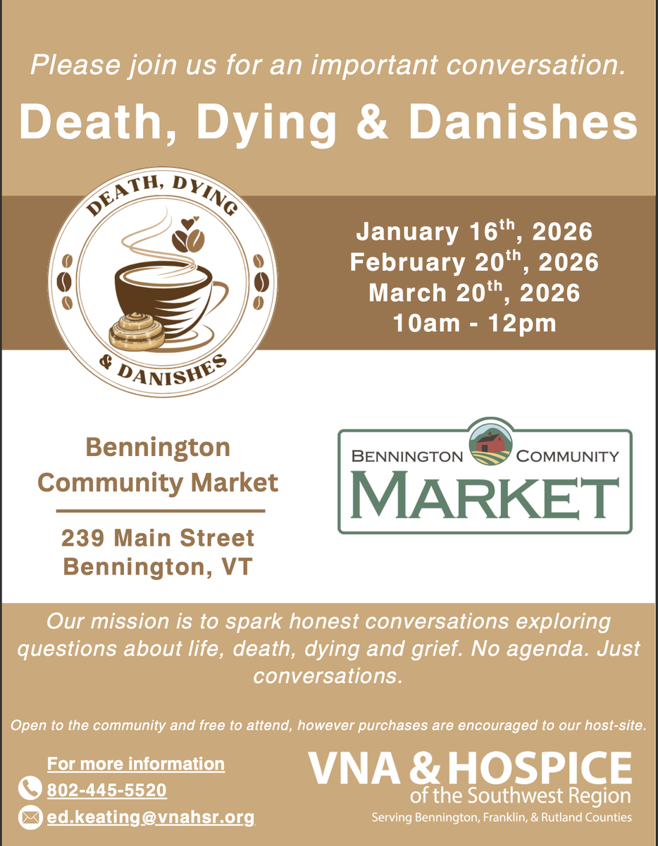 Bennington VT Death Cafe: "Death Dying & Danishes"