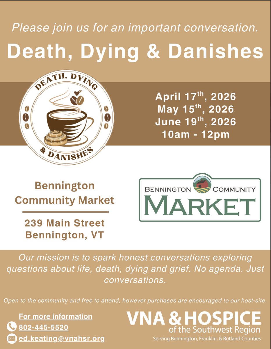 Bennington VT Death Cafe: "Death Dying & Danishes"