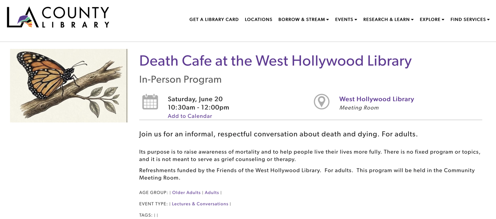 Death Cafe @ the Weho Library 