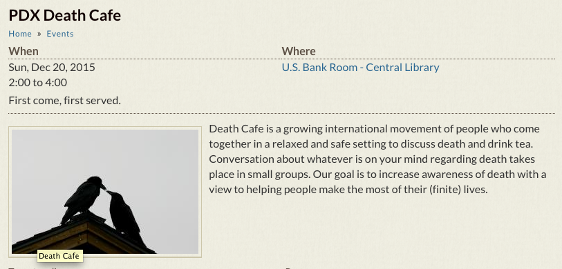PDX Death Cafe at Central Library