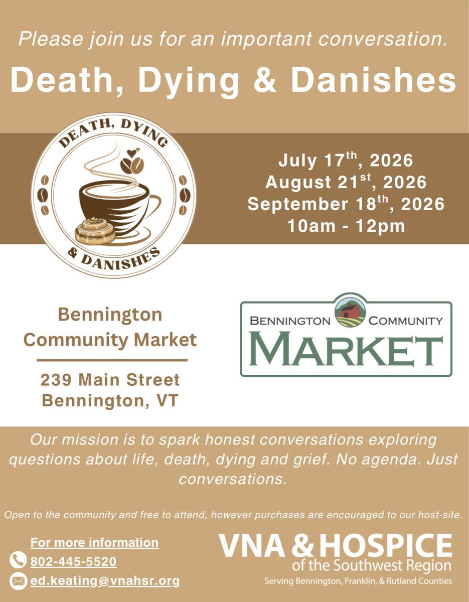 Bennington VT Death Cafe: "Death Dying & Danishes"