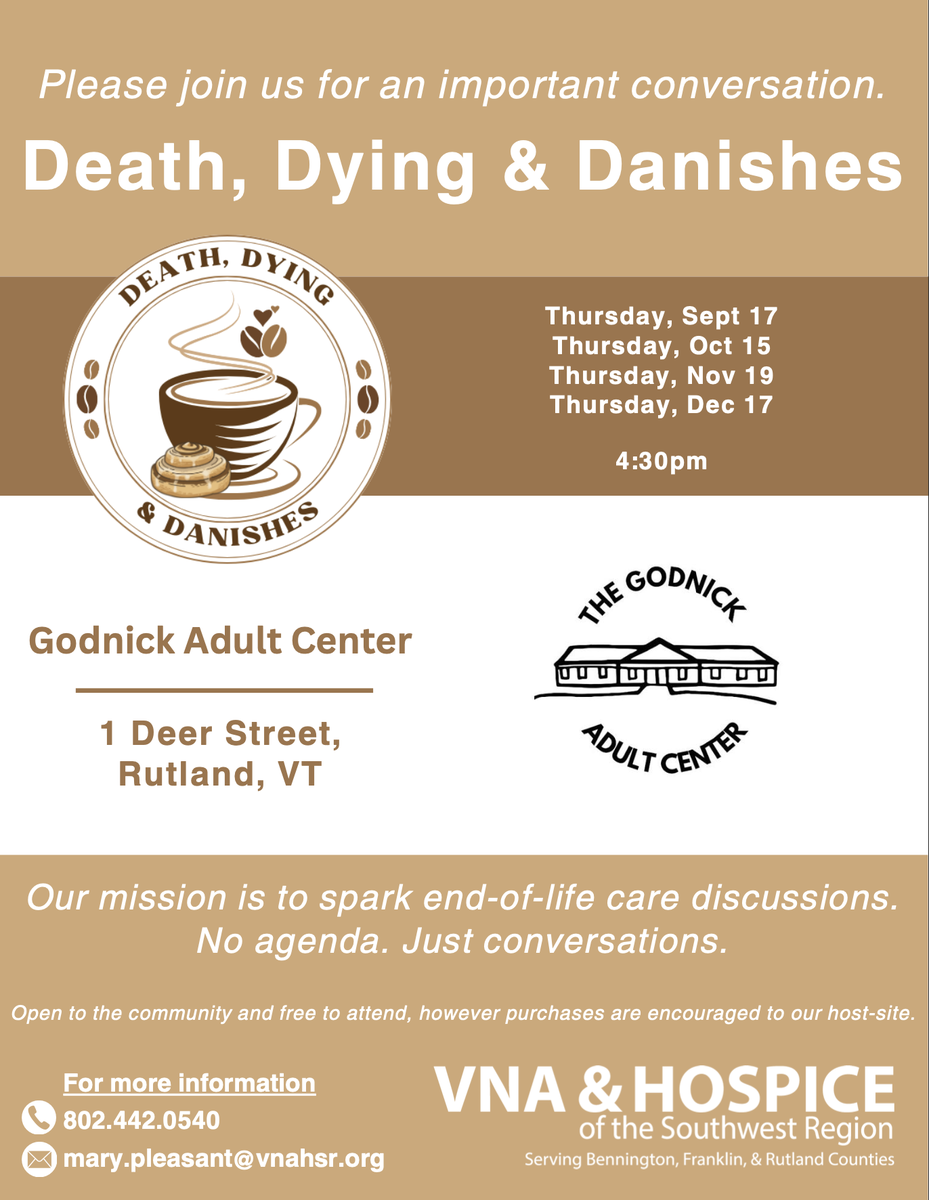 Rutland VT Death Cafe: "Death Dying & Danishes"