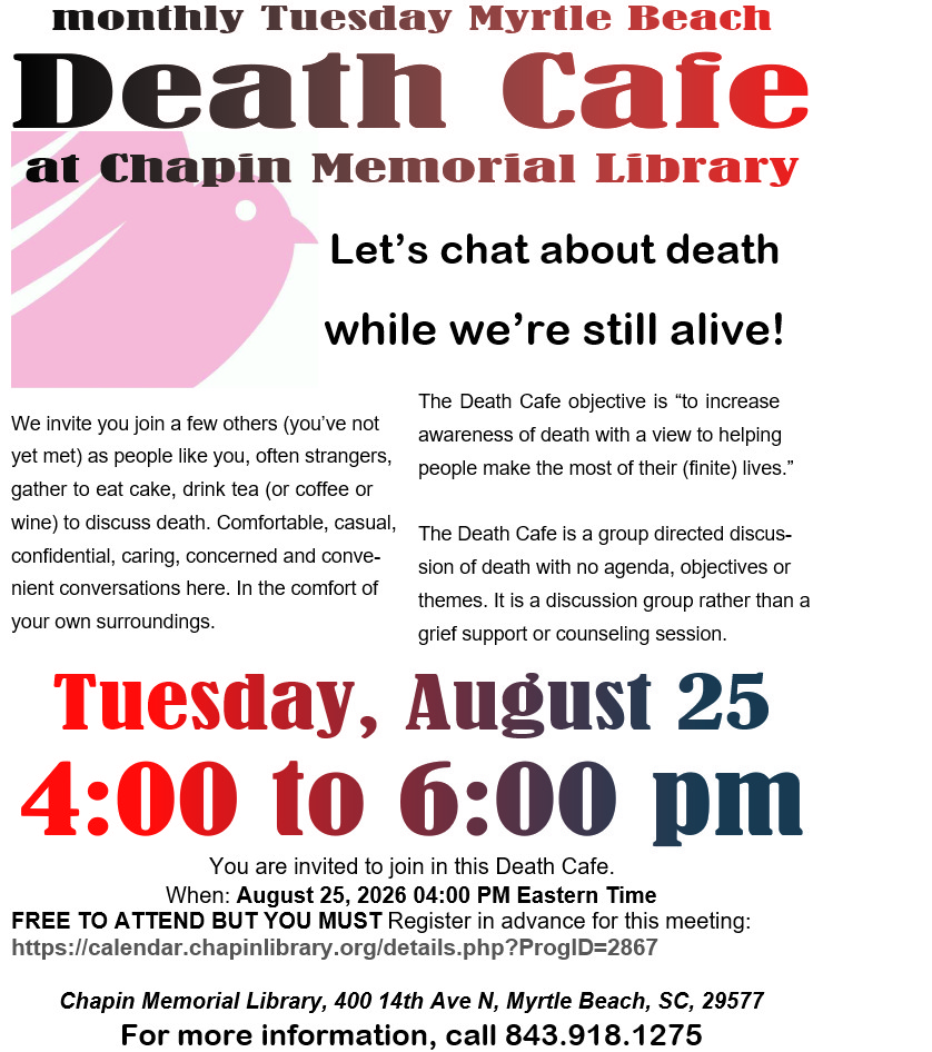 Myrtle Beach Death Cafe at Chapin Memorial Library 