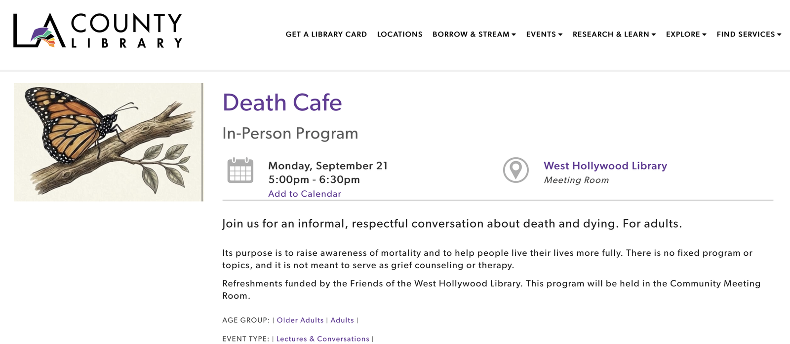 Death Cafe @ the Weho Library