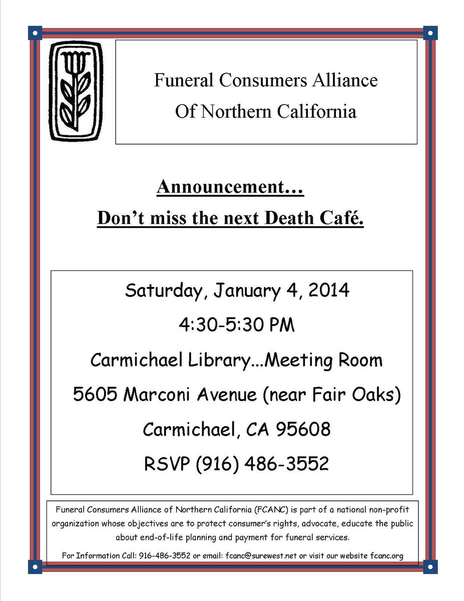 Death Cafe in Carmichael, CA