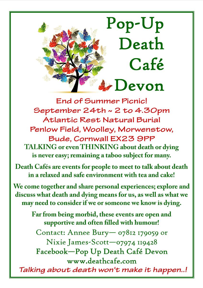 SADLY CANCELLED DUE TO BAD WEATHER>>>End of Summer Death Cafe Picnic