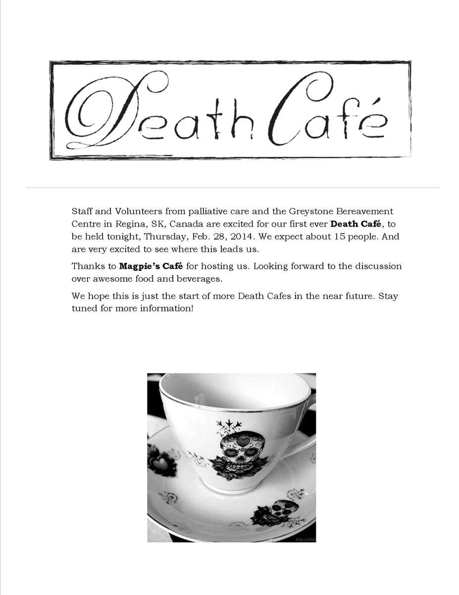 Death Cafe in Saskatchewan, Canada
